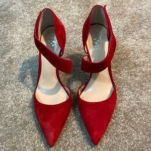Like new vince camuto red suede heels! Worn one time